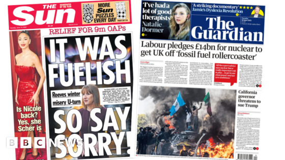 Newspaper headlines: 'It was fuelish' and '£14bn for nuclear' - BBC
