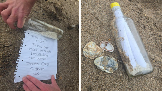 Moeder begint postuum aan haar wereldreis in een fles op zee: “Het heeft meer mensen geraakt dan ik had verwacht”