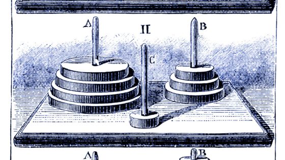 An illustration of Tower of Hanoi from Popular Science in 1885.