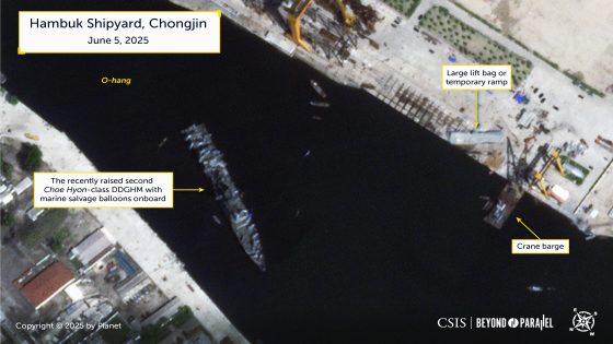 A North Korean frigate that partially submerged during a launch ceremony mishap is now floating.