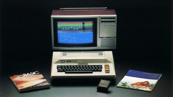 The Atari 800 home computer, as seen in an Atari promotional brochure.