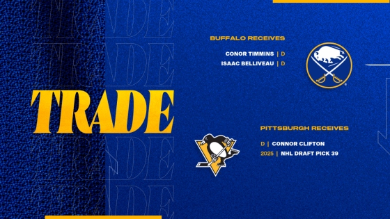 Sabres acquire Timmins, Belliveau from Penguins