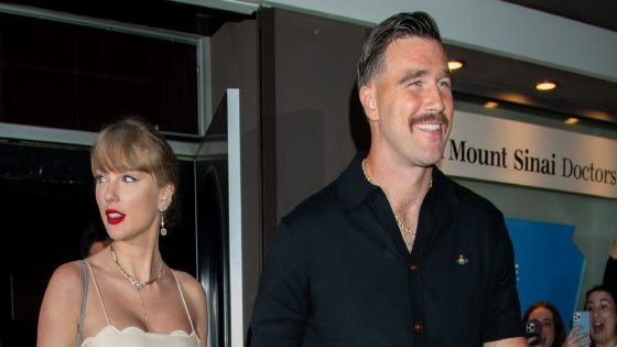 Taylor Swift Wears Blue Floral Gown at Travis Kelce's Cousin's Wedding