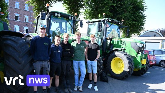 En plots staat de speelplaats vol met tractors in Halle: "Wij zijn trotse boerenzonen"
