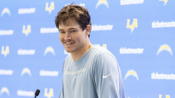 Justin Herbert is wearing UV protection contact lenses