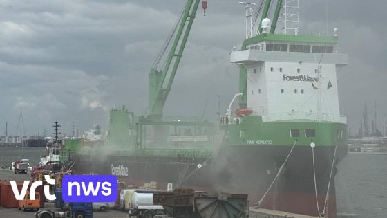 Brand aan boord van schip met gipsplaten en auto's in haven van Antwerpen