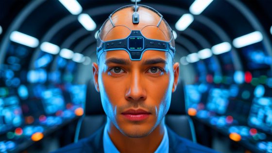 Illustration of an innovative e-tattoo monitoring brain activity in high-stakes environments, generated by artificial intelligence.