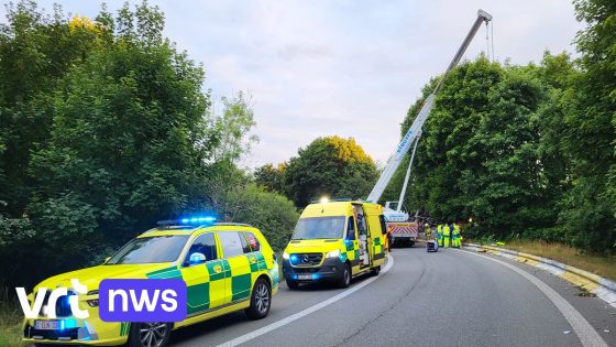 Vrachtwagen gekanteld op E34 in Zoersel, bestuurder zat 2 uur bekneld