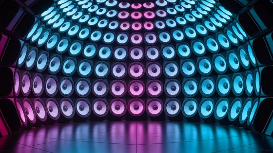 Illustration of the AudioDome speaker system simulating a 3D soundscape. Image generated by AI.