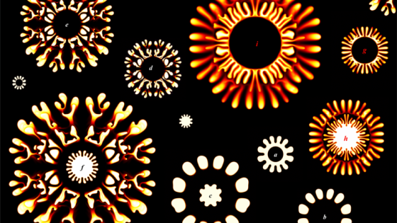 Patterns on a black background.