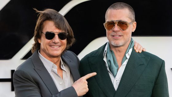 Tom Cruise and Brad Pitt attend the F1: The Movie European Premiere at Cineworld Leicester Square on June 23, 2025 in London, England.