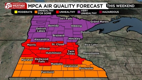 Air quality alert issued through Monday morning for entire state of Minnesota due to wildfire smoke