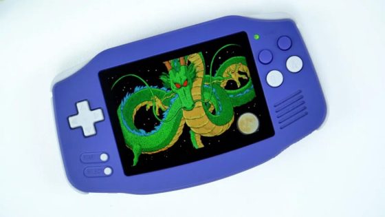 Anbernic handheld that looks like a Game Boy.