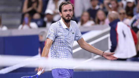 Daniil Medvedev during his US Open first-round defeat to Benjamin Bonzi on Sunday night in New York.