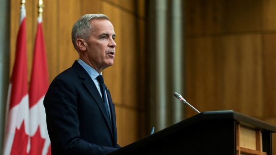 Canada's Prime Minister Mark Carney speaks after Canada announced that it is removing many retaliatory tariffs on U.S. goo...