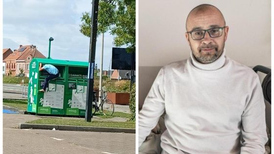 Didier (55) redt man uit kledingcontainer en geeft hem zijn schoenen: “Hij kon die beter gebruiken dan ik”