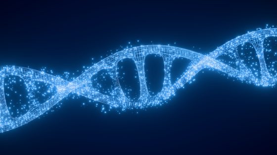 An illustration of DNA in a digital futuristic style