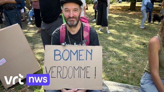 Honderden buurtbewoners op protestfeest tegen bomenkap in Antwerpen: "Onaanvaardbaar dat waardevolle bomen gerooid worden"
