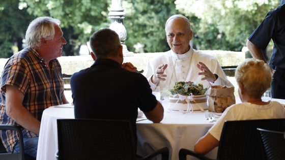 Pope Leo XIV celebrates Mass for local homeless people, invites them to lunch at summer villa