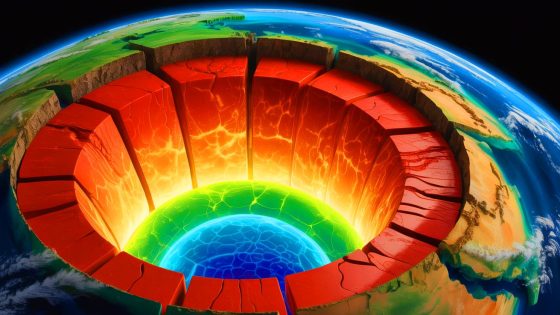 Illustration of the transport of water into Earth's mantle through subducting tectonic plates.