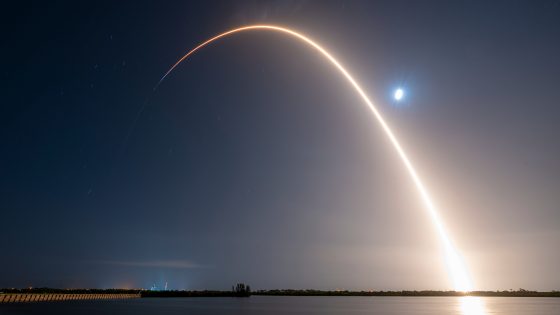 A SpaceX Falcon 9 rocket launches the KF-01 mission, sending 24 of Amazon's Project Kuiper satellites to orbit from Florida's Cape Canaveral Space Force Station on July 16, 2025.
